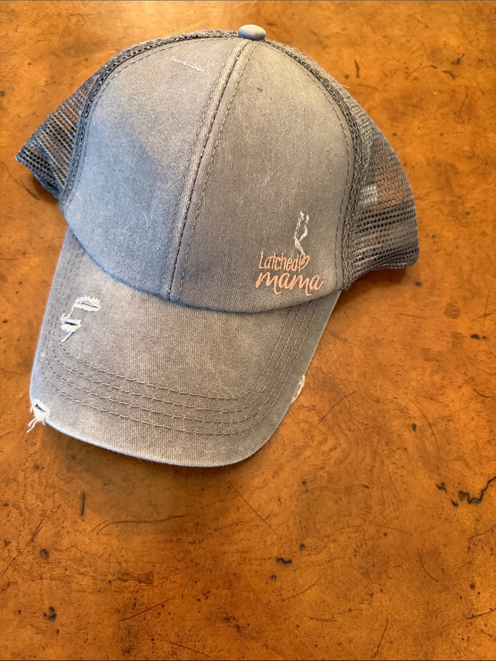 Latched Mama Faded Denim Blue Trucker Cap